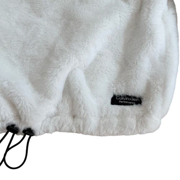 $70 Calvin Klein Performance White Quarter-Zip Fleece Crop Sweatshirt - S/P - Picture 4 of 5